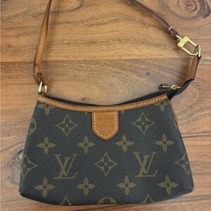 Authentic Louis Vuitton Mini Monogram Brown and Tan Wrislet Wallet Clutch